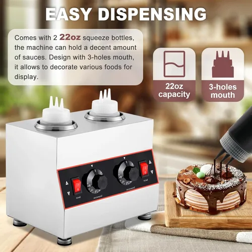 Miniatura 4 de Calentador eléctrico de salsa de queso, dispensador de queso nacho con botella de 22 onzas, calentador de botellas para chocolate caliente dulce
