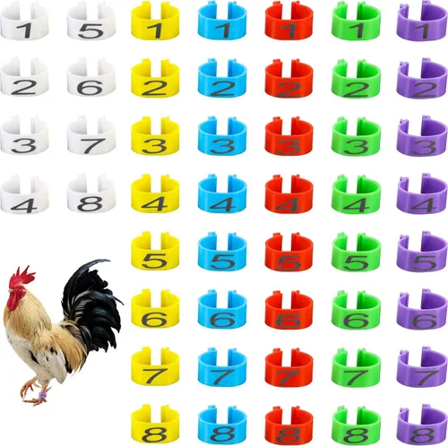 Weewooday 48 bandas de pierna de pollo de 0.630 in, anillos de identificación de patas de pollo, bandas de identificación de aves de corral