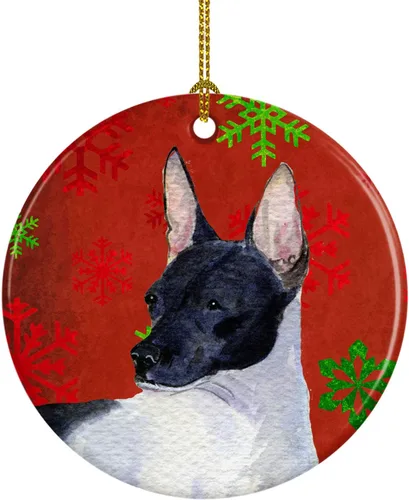 Miniatura 19 de Caroline's Treasures Bulldog English - Copos de nieve rojos y verdes, adorno de cerámica de Navidad, decoración colgante para el hogar, Navidad