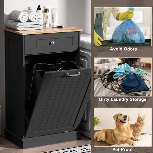 Miniatura 2 de Spurgehom Gabinete de Basura Inclinable de 13 Galones Bote de Basura de Cocina Oculto Gabinete de Basura y Reciclaje Independiente con Cajón Oculto