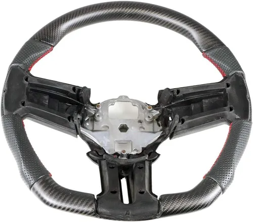 Miniatura 10 de IKON MOTORSPORTS, Volante compatible con Ford Mustang 2010-2014, Kit de reemplazo de cuerpo de volante en fibra de carbono y cuero con costura azul