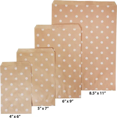 Miniatura 8 de CuteBox Bolsas de regalo de papel plano blanco con lunares (5 x 7 pulgadas) para mercancía, manualidades, recuerdos de fiesta, venta al por menor