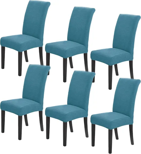 Miniatura 30 de Juego de 6 fundas elásticas para sillas de comedor, fundas para sillas de comedor lavables y removibles, fundas para sillas de comedor protectoras