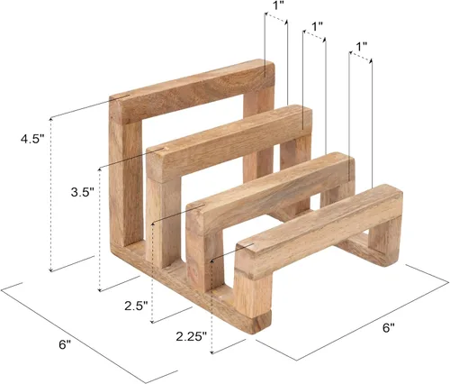 Miniatura 2 de Creative Co-Op - Soporte para tabla de cortar de madera de mango de 6 pulgadas con 3 secciones para cocina, natural