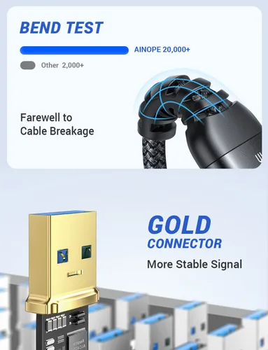 Miniatura 6 de AINOPE Cable USB a USB, cable USB 3.0 A a A macho a macho [nunca se rompe], cable tipo A de doble extremo compatible con cajas de disco duro, KVM