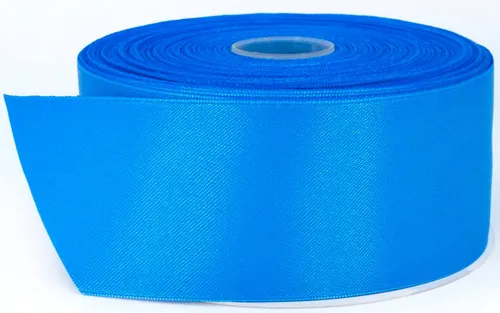 Cinta de satén azul, 2 pulgadas x 50 yardas, color sólido de doble cara, rollo de cinta gruesa y duradera, 100% poliéster para envolver regalos,