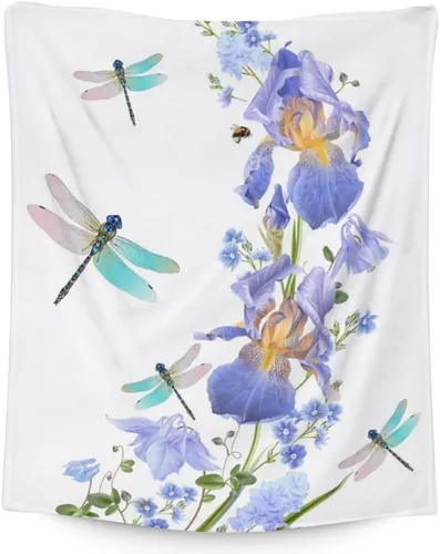 Miniatura 14 de Manta de libélula, suave, mullida y cálida, manta pequeña de 30 x 40 pulgadas para sofá, oficina, manta estética azul, regalos para mujeres
