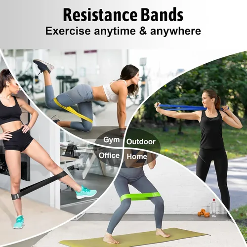 Miniatura 4 de Juego de bandas de resistencia, bandas de ejercicio portátiles de 6 niveles para entrenamiento de fuerza, estiramiento, fitness para interiores