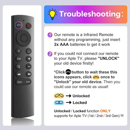 Miniatura 6 de Mando a distancia de repuesto para Apple TV 4K/HD (no Siri y control de voz)