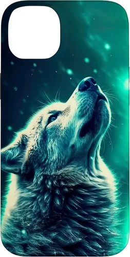 Miniatura 15 de Howling Wolf in Night Green Northern Lights Wolves Dog Lover Case for iPhone 16