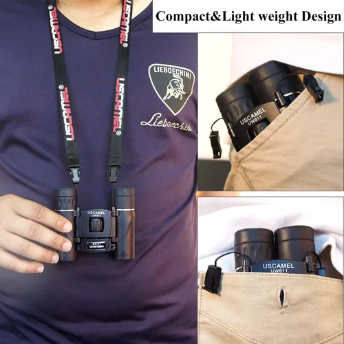Miniatura 5 de USCAMEL Binoculares para adultos y niños, prisma compacto de alta potencia de 8 × 21 BAK4, fácil enfoque, para observación de aves, uso al aire