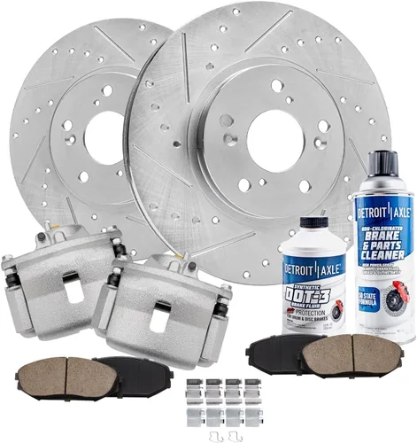 Miniatura 57 de Detroit Axle - Rotores de freno para Ford 2013-2019 Explorer Taurus Flex Lincoln MKT MKS, rotores de freno de disco ranurados perforados de repuesto