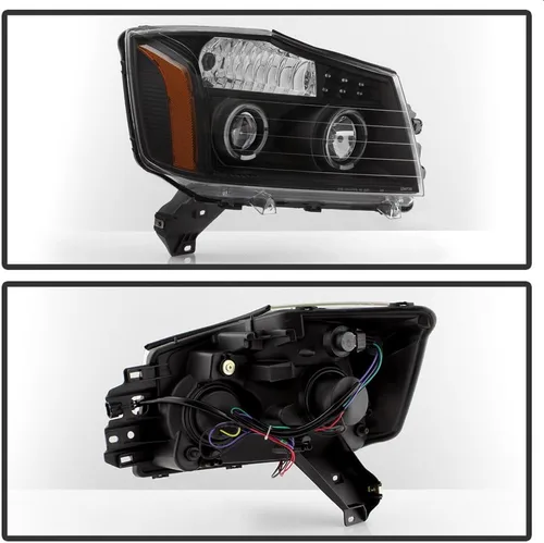 Miniatura 2 de AKKON - Faros de repuesto LED DRL de día con anillo doble halo y bisel negro para Nissan Titan Armada