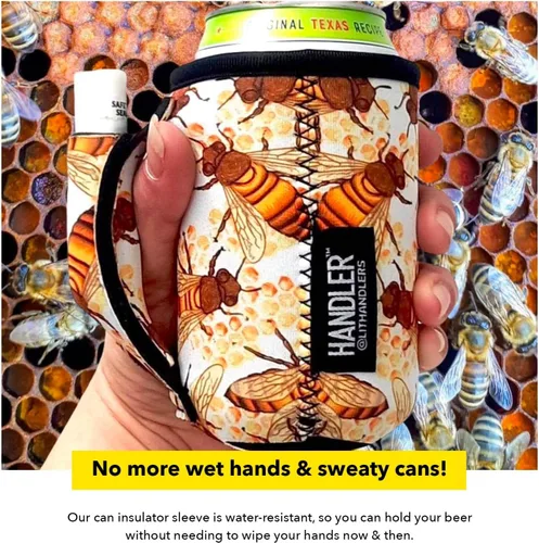 Miniatura 6 de Lit Handlers - Mango de lata de soda, fundas enfriadoras de latas de 12 onzas, material de neopreno para cerveza, refrescos y otras bebidas, Negro