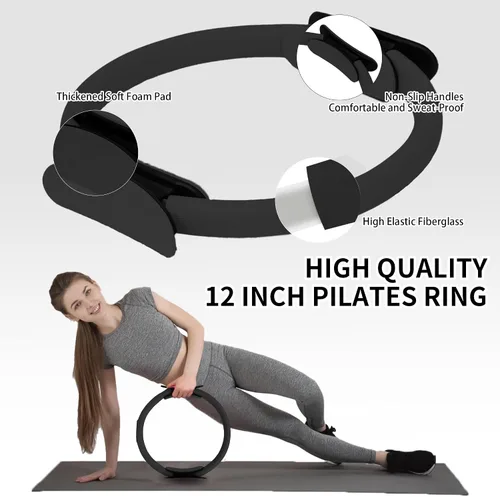 Miniatura 5 de DICYWUDI Kit esencial de pilates para mujeres caseras, equipo de pilates para entrenamientos, 6 bandas de resistencia de tela, anillo de yoga