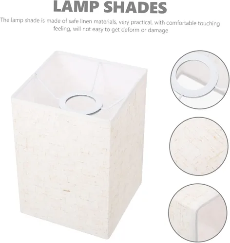 Miniatura 9 de Pantalla de lino para lámpara colgante de tambor, lámpara blanca, mesita de noche, decoración de tela, pantalla de araña, pantalla para lámparas