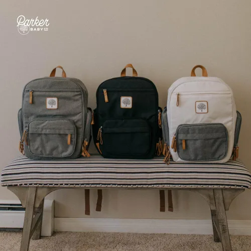 Miniatura 6 de Parker - Mochila para pañales con cremallera completa y bolsillos aislados, color crema
