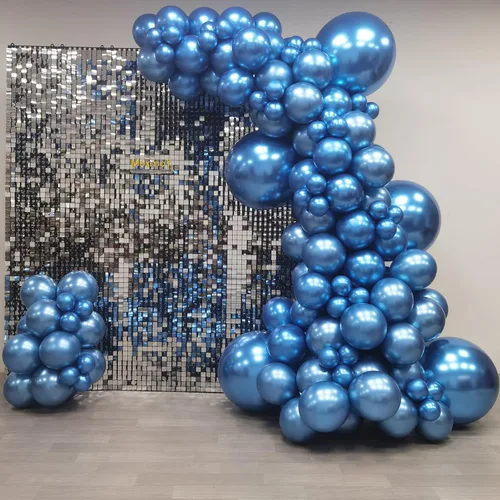 Miniatura 2 de 102 globos de color azul cromado de 18 pulgadas, 12 pulgadas, 10 pulgadas, 5 pulgadas, diferentes tamaños, kit de globos metálicos de fiesta