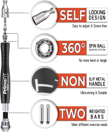 Miniatura 5 de PrimaFIT Jump Rope Pro Speed Skipping Rope Adjustable Adult Jumping Rope Weighted Aluminium Handles for Double Dutch Boxing Workout Crossfit