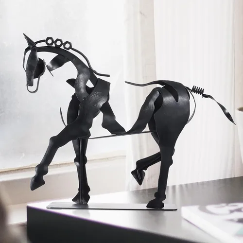 Miniatura 3 de SunBlogs Art Estatua de caballo hecha a mano, decoración rústica única para oficina y hogar, escultura de metal 100% pintada a mano, regalo perfecto