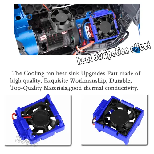 Miniatura 5 de VXL-3s ESC - Parte de mejoras del ventilador de refrigeración del motor para 1/10 Slash/Rustler/Stampede VXL 4X4 2WD, disipador de calor de Azul