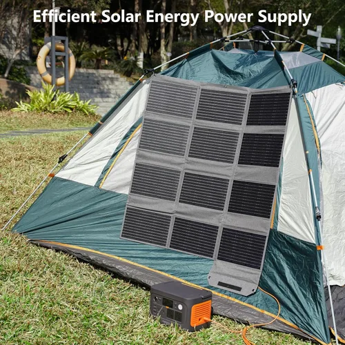 Miniatura 2 de Panel solar plegable de 120 W, cargador portátil de 23% de alta eficiencia con salidas USB-C/2xUSB-A/DC, ETFE monocristalino IP65 impermeable