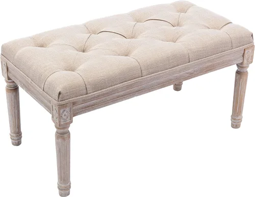 chairus Banco otomano tapizado con tela C- Banco de entrada; Beige