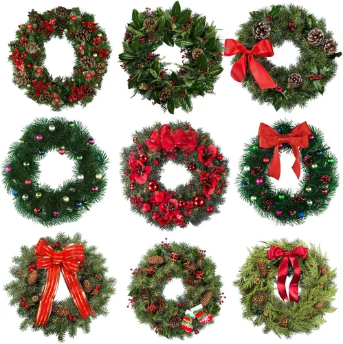 Miniatura 5 de Sumind Juego de 2 Marco de Corona de Alambre de Metal, Anillos de Corona de Alambre Verde, Marco de Colgar de Flores para Boda, Navidad, Año Nuevo