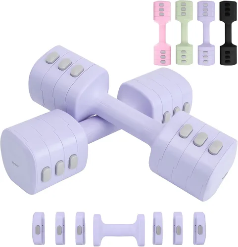 Miniatura 14 de kisnbld Juego de mancuernas ajustables de 2, juego de 4 en 1 de pesas libres para mujeres con ajuste rápido, cada juego de pesas de mano de 2 libras