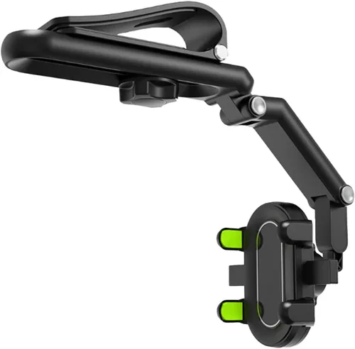 Miniatura 7 de Soporte para teléfono para visera solar, multifuncional, ajustable, espejo retrovisor, soporte para teléfono celular para coche, hogar, cocina, Negro