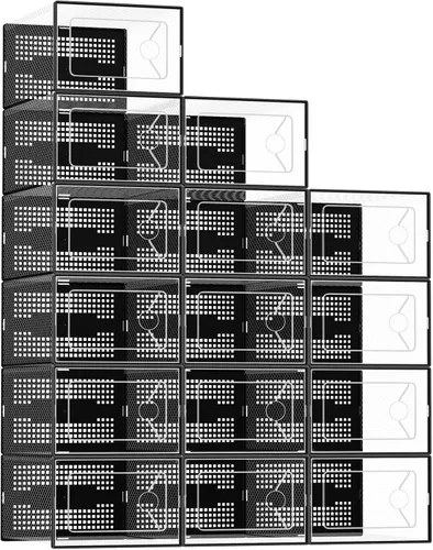 Miniatura 15 de DUMOS Cajas de almacenamiento de zapatos, paquete de 12 contenedores transparentes apilables para zapatos con tapas, organizador de zapatos