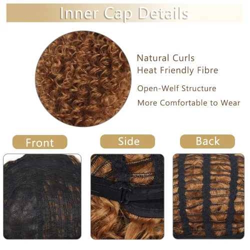 Miniatura 7 de XIUFAXIRUSI XIUFAXIRUSI Pelucas afro rizadas para mujeres negras, pelucas cortas rubias rizadas con parte lateral, peluca de pelo sintético completo
