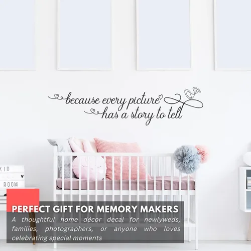 Miniatura 3 de My Vinyl Story - Because Every Picture - Calcomanía inspiradora para pared, diseño de amor familiar, decoración con texto artístico para el hogar