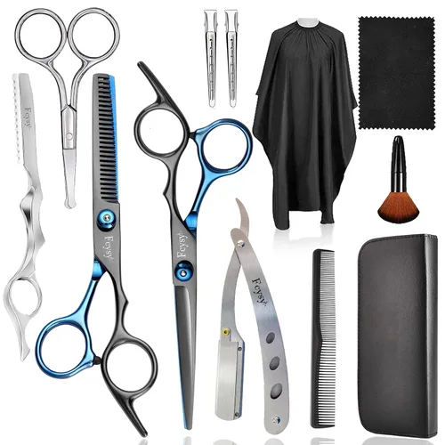 Fcysy Kit de tijeras de peluquero profesional – Tijeras de adelgazamiento para cortar el cabello, mezclar y recortar, tijeras de peinado de pelucas,