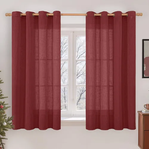 Miniatura 104 de LAMIT Cortinas de lino sintético para dormitorio, paneles filtrantes de luz, cortinas de lino con protección de privacidad con ojales para ventanas