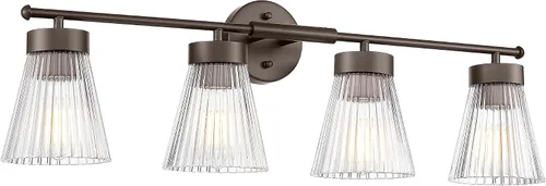 Miniatura 27 de HWH - Lámpara de pared para interiores, moderno aplique de pared con pantalla de vidrio a rayas blancas esmeriladas, aplique de pared individual