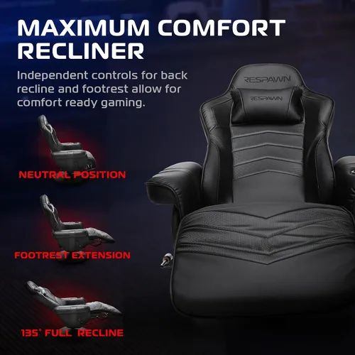 Miniatura 4 de RESPAWN 900 Silla Gamer Reclinable para Consola con Reposapiés y Soporte Lumbar - Silla Gamer Ergonómica Cómoda con Reposacabezas, Sin Ruedas