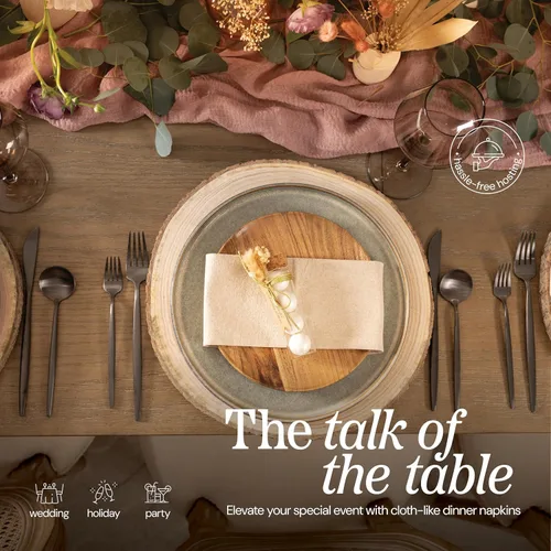 Miniatura 4 de Servilletas de papel desechables similares a tela, paquete de 200 servilletas de cena de color natural de 12 x 17 pulgadas, recicladas, para bodas