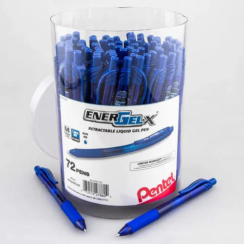 Miniatura 7 de Pentel EnerGel-X Bolígrafo de gel retráctil, (0.028 in) línea media, tinta negra, recipiente de 72 unidades (BL107PC72A)