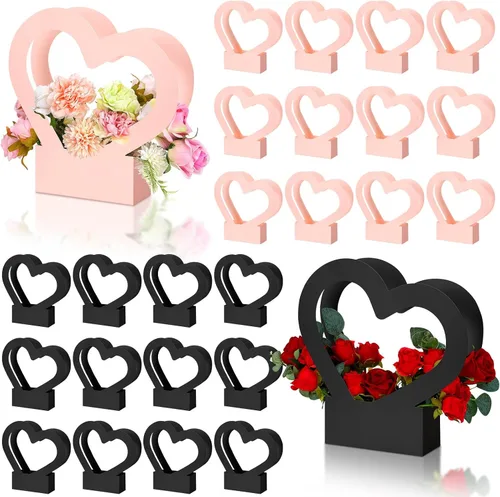 Miniatura 10 de Sinmoe 12 cajas de flores en forma de corazón de graduación para ramos de flores, bolsa de regalo de flores, bolsas de regalo vacías de boda
