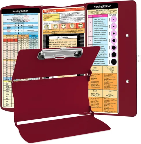 Miniatura 9 de Portapapeles plegable de enfermería: Portapapeles de enfermería médica con hojas de trucos de enfermería de aluminio, 3 capas, tamaño de bolsillo