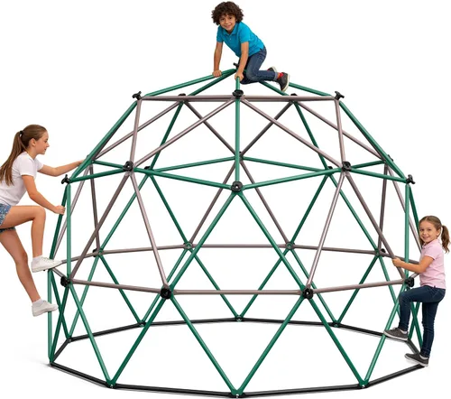 Miniatura 2 de Hapfan Domo de escalada de 6.5 pies de alto, gran gimnasio de la jungla para niños al aire libre, patio trasero, barras de mono en colores naturales