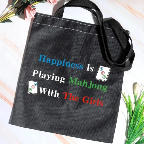 Miniatura 3 de JXGZSO La felicidad del bolso de compras de Mahjong está jugando al bolso del juego de mesa de Mahjong para el jugador afortunado de Mahjong