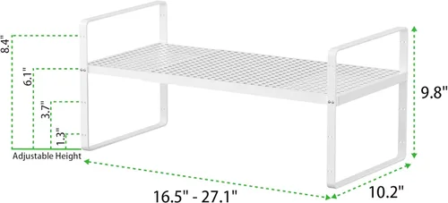 Miniatura 2 de Estante de Almacenamiento de Gabinete Expandible Organizador Apilable para Cocina Baño Despensa Especias Alacena Café Encimera Hogar Oficina Blanco
