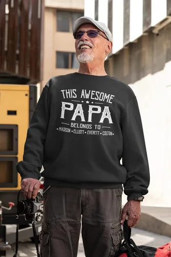 Miniatura 3 de Personalized Grandpa Papa Dad Kids Grandkids with Name T-Shirt, Custom Grandpa Papa Fathers Day Christmas Birthday Gifts.