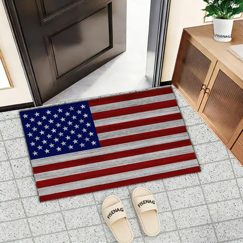 Miniatura 2 de Tapete de bienvenida con bandera estadounidense vintage para interiores, Día de la Independencia, 4 de julio, bandera patriótica estadounidense