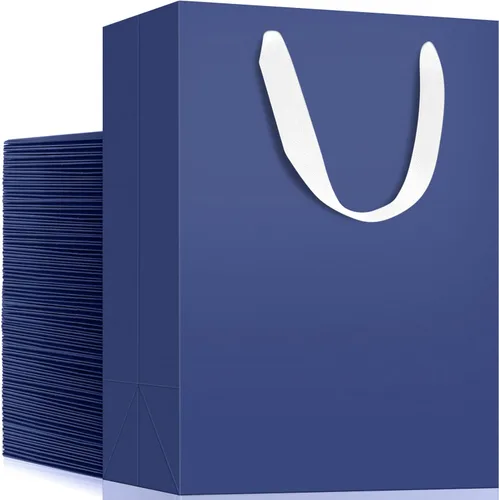 Miniatura 9 de EUSOAR Bolsas de compras y mercancías, tamaño mediano, 25 piezas de 7.8 x 3.9 x 11 pulgadas, bolsas de regalo reciclables de papel kraft marrón