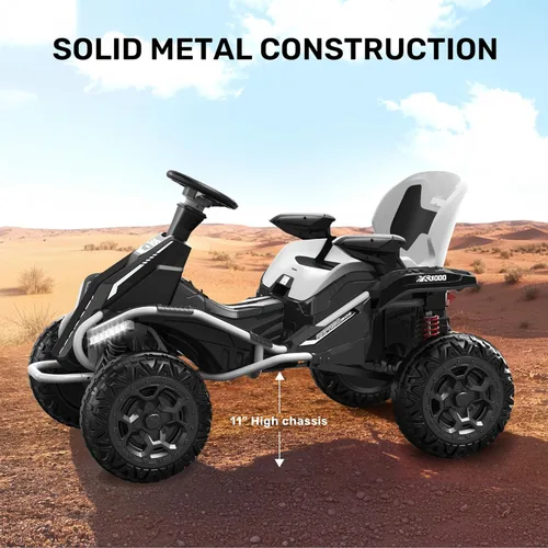 Miniatura 5 de ANPABO Juguete de Montar 24V 4x4 para Niños Grandes, Motores 4x200W, 5MPH, Automóvil para Niños con Control Remoto para Padres, Asiento Ancho Blanco
