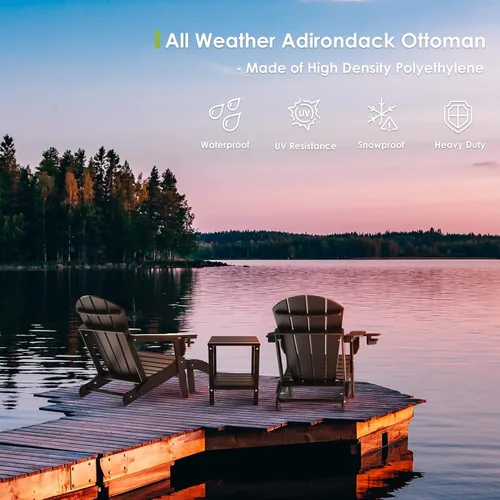 Miniatura 5 de GREENVINES Adirondack-Ottoman Plástico HDPE Reposapiés para exteriores Todo tipo de clima Reposapiés Taburete para pies Negro para Agua