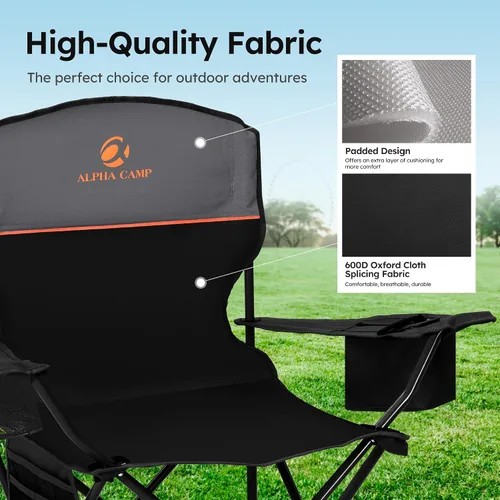 Miniatura 6 de Silla de camping ALPHA CAMP 2 Pack Silla portátil con enfriador de 3 latas Silla plegable con bolsillo lateral y portavasos, plegable para camping